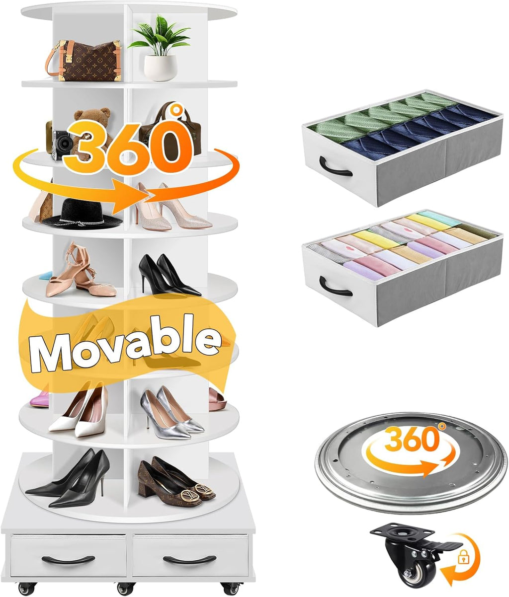 8 Tier Rotating Shoe Rack Tower