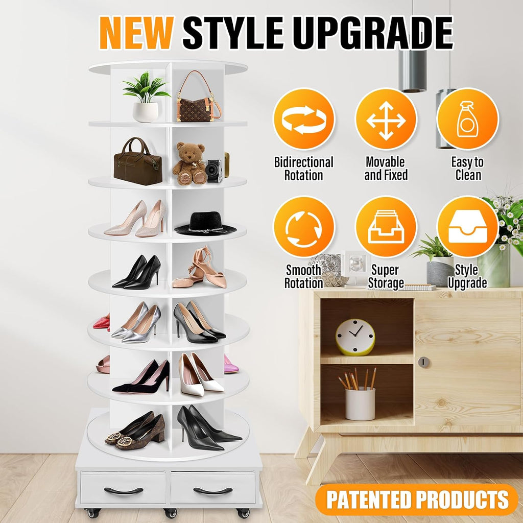 8 Tier Rotating Shoe Rack Tower