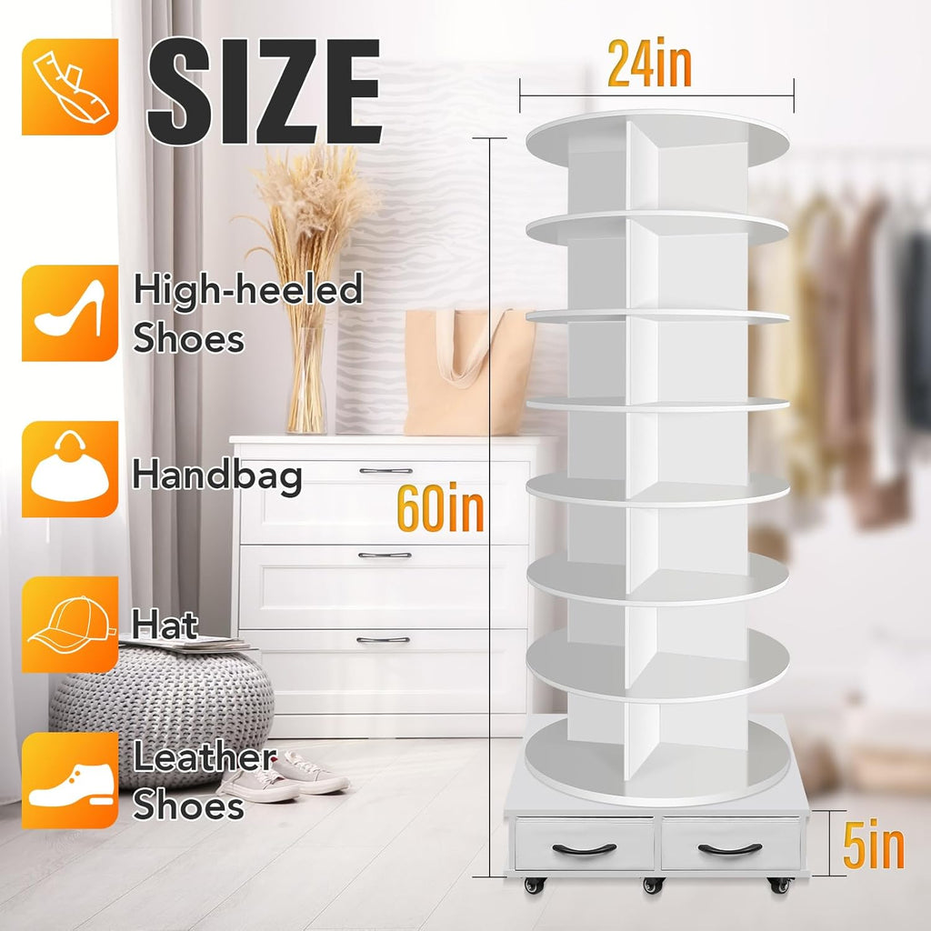 8 Tier Rotating Shoe Rack Tower