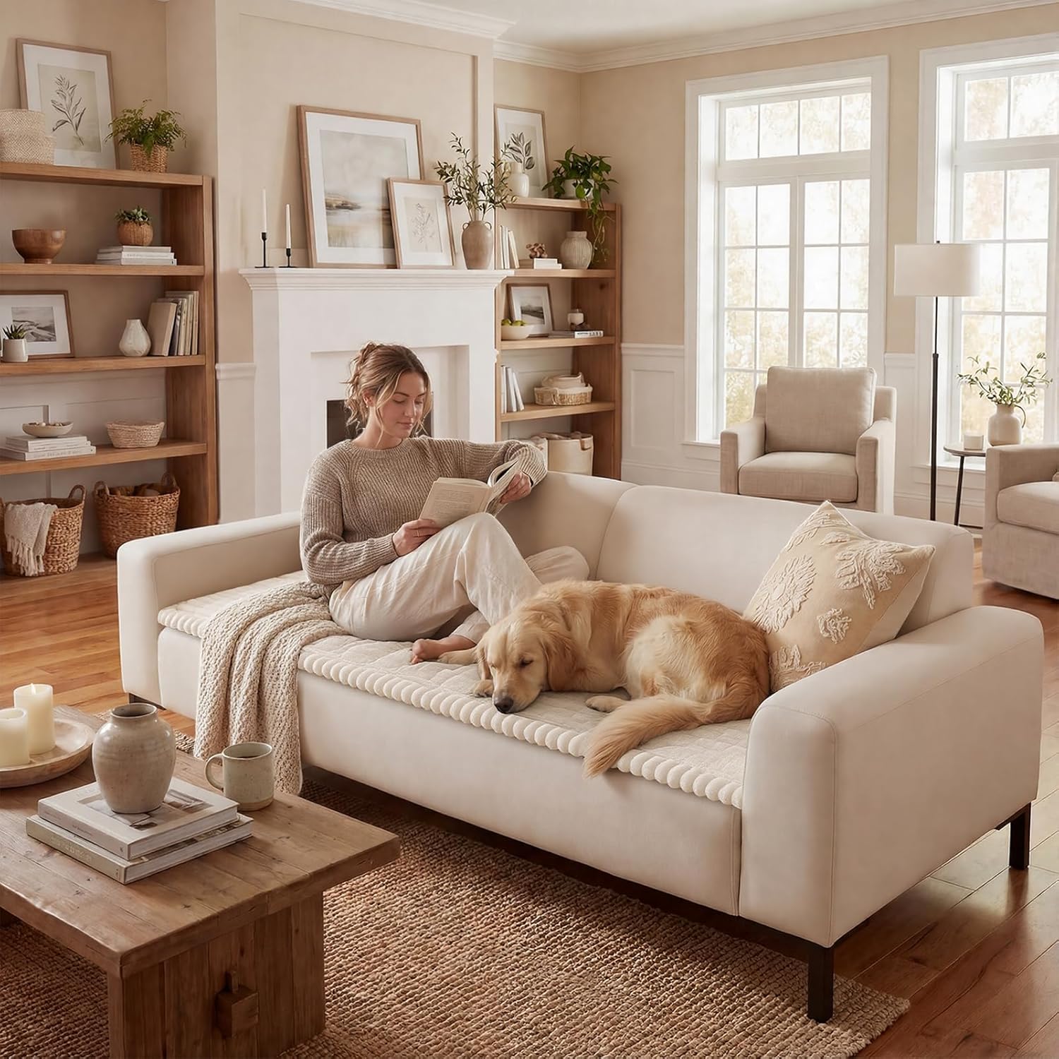 Non-Slip Fuzzy Couch Cover for Dogs